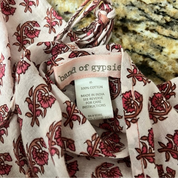 Band of Gypsies Boho Print Halter Mini Dress Handkerchief Hem Size XS - Picture 8 of 9